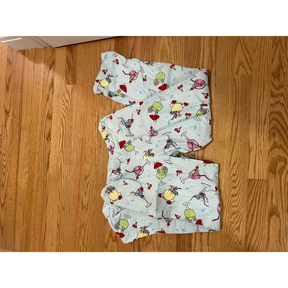 Lemon & Soda margarita cocktail pajama pants blue small